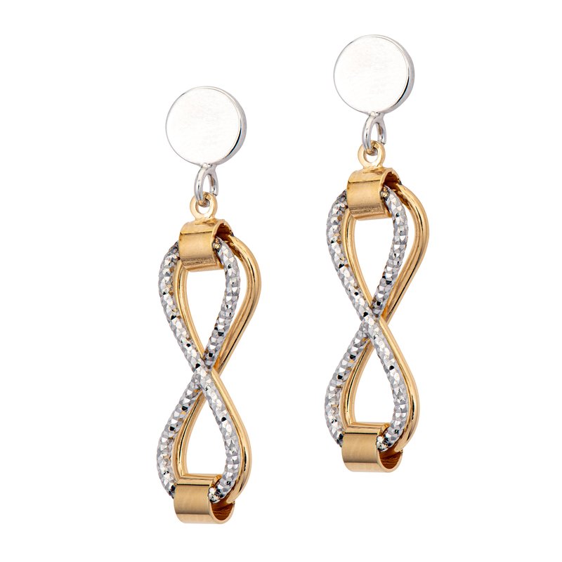Frederic Duclos Sterling Silver/ Yellow Gold Plated Infinity Earrings