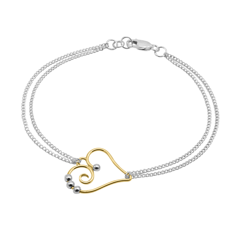 Saratoga Jewels Heart Double Chain Bracelet