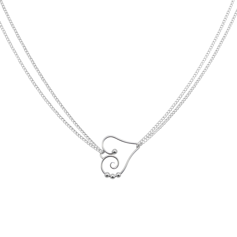 Saratoga Jewels Heart Double Chain Necklace