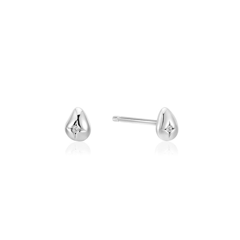 ANIA HAIE STERLING SILVER PEBBLE SPARKLE STUD EARRING
