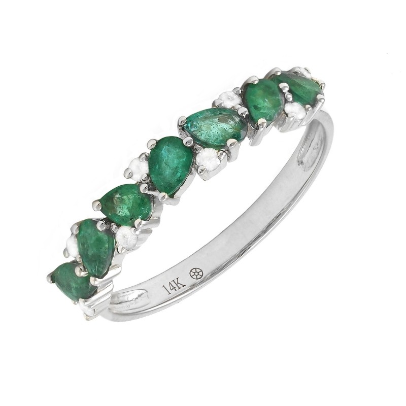 EMERALD AND DIAMOND FASHION BAND (14K)