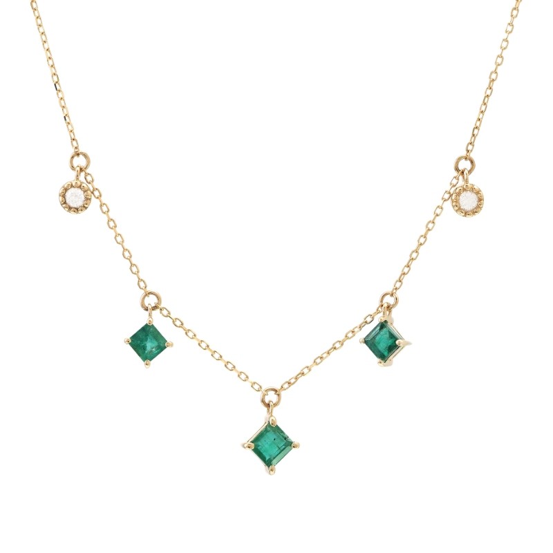 EMERALD AND DIAMOND NECKLACE (14K/16+2