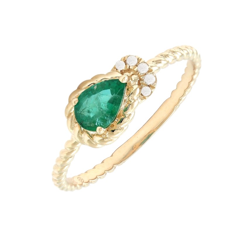EMERALD AND DIAMOND RING (14K)
