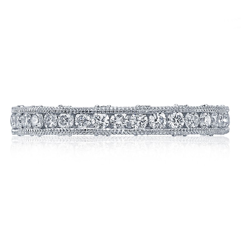 14K WHITE GOLD TRIPLE ROW BAND WITH .69CTTW ROUND SI CLARITY & GH COLOR DIAMONDS