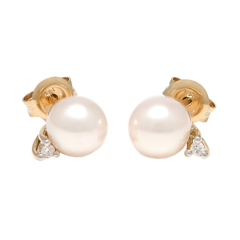 PEARL EARRINGS (YG/WP) 6MM