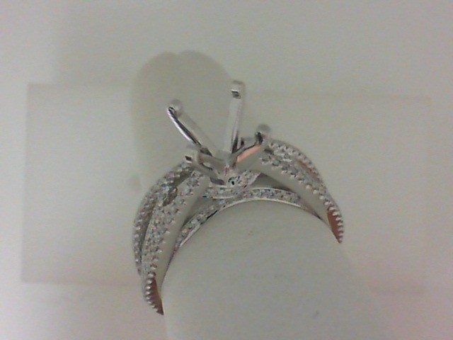 14K WHITE GOLD SEMI MOUNTING WITH .30CTTW ROUND SI CLARITY & G COLOR DIAMONDS SET HALF WAY DOWN THE SHANK WITH A FOUR PRONG HEAD FOR A 2.5CT ROUND