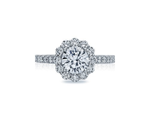 14K WHITE GOLD SEMI MOUNTING WITH .64CTTW ROUND SI CLARITY & G COLOR DIAMONDS SET DOWN THE SHANK