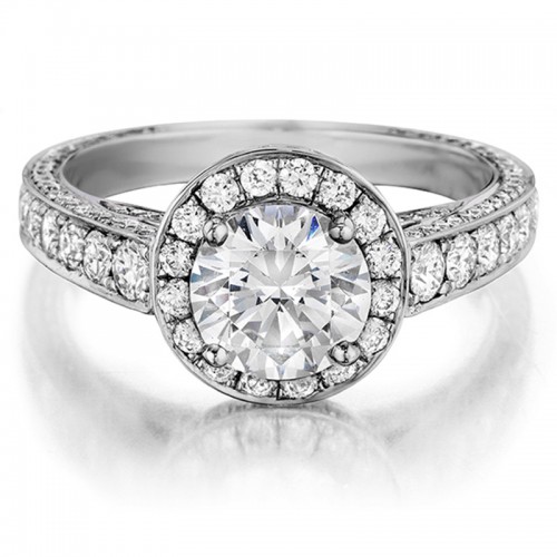 14K YELLOW GOLD SEMI MOUNTING WITH .79CTTW ROUND SI CLARITY & G COLOR DIAMONDS