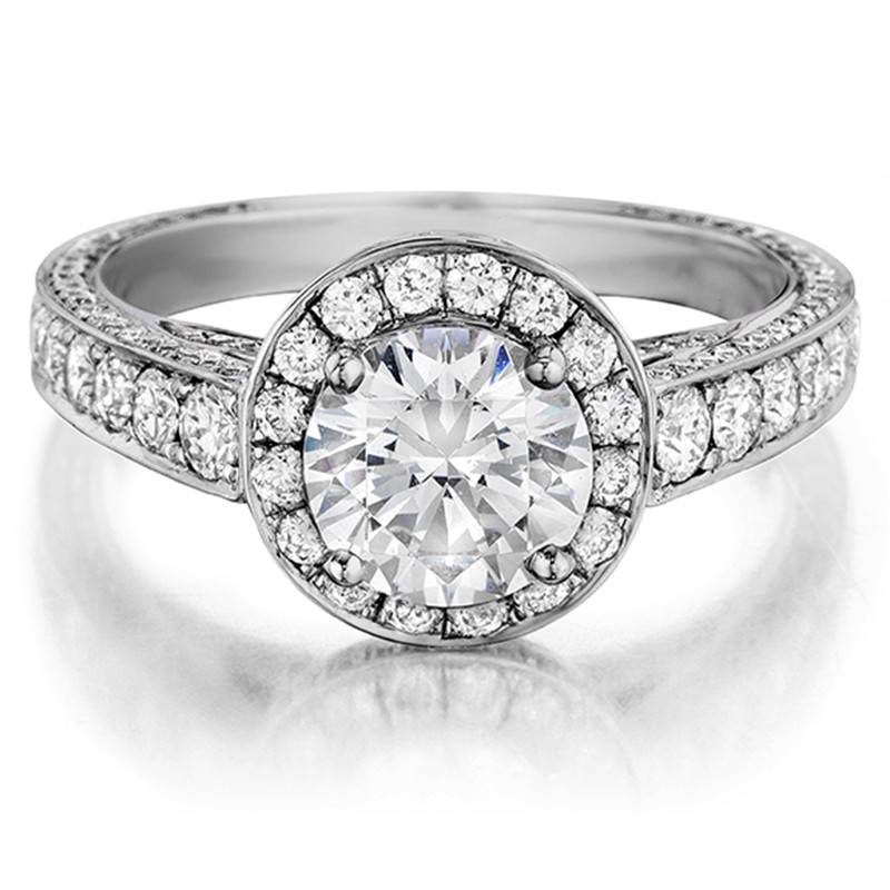 14K YELLOW GOLD SEMI MOUNTING WITH .79CTTW ROUND SI CLARITY & G COLOR DIAMONDS