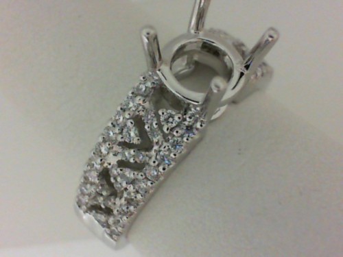 14K WHITE GOLD SEMI MOUNTING WITH 1.14CTTW ROUND SI CLARITY & G COLOR DIAMONDS SET IN THE HALO AND DOWN THE SHANK