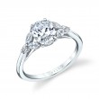 14K WHITE GOLD  SEMI MOUNTING WITH .33CTTW SI CLARITY & GH COLOR ROUND AND MARQUISE DIAMONDS  FOR A 1.50CT OVAL