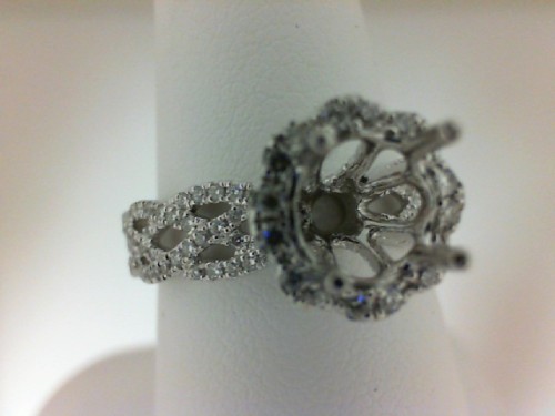 14K WHITE GOLD SEMI MOUNTING WITH .29CTTW ROUND SI CLARITY & G COLOR DIAMONDS SET DOWN THE SHANK AND IN THE SIDE HALO