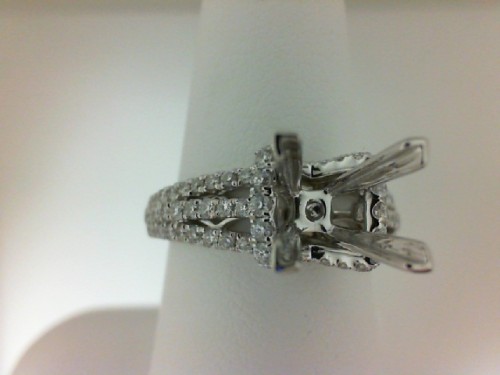14K WHITE GOLD FOUR PRONG TRELLIS HEAD SEMI MOUNTING WITH .35CTTW ROUND VS CLARITY & FG COLOR DIAMONDS SET IN THE SPLIT SHANK (1.5CT ROUND CENTER)