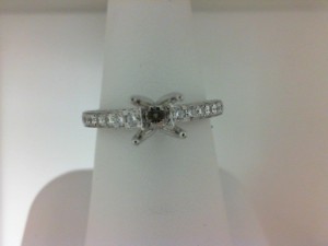 14K WHITE GOLD FOUR PRONG TRELLIS HEAD POLISHED SHANK MOUNTING (2.0CT OVAL CENTER)