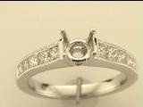 14K WHITE GOLD FOUR PRONG SEMIROUND SEMI MOUNTING WITH (10) .75CTTW ROUND SI CLARITY & G COLOR DIAMONDS PRONG SET DOWN HE SHANK AND UNDER THE HEAD