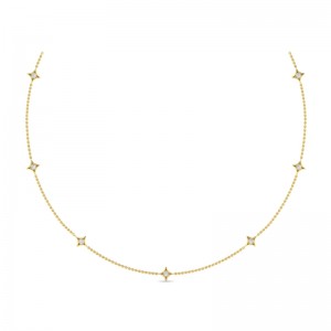 14K YELLOW GOLD "ESTRELLA" 18/20" CABLE CHAIN WITH .35CTTW ROUND SI CLARITY & G COLOR DIAMONDS SET IN THE 7 STAR STATIONS