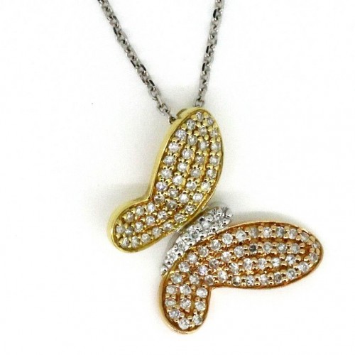 14K WHITE GOLD CROSS PENDANT WITH .20CTTW ROUND SI CLARITY & H COLOR DIAMONDS ON A 16/18
