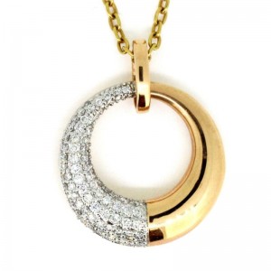 14K YELLOW GOLD LINKED 14+3" POLISHED LINK CHAIN WITH .88CTTW ROUND SI CLARITY & G COLOR DIAMONDS SET IN THE FRONT