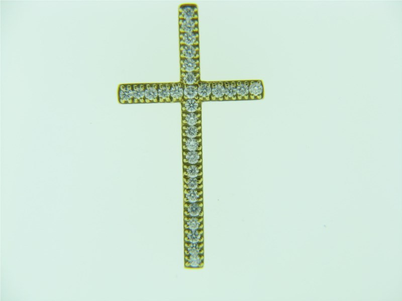 14K YELLOW GOLD DROP BAR PENDANT WITH .28CTTW BAGUETTE WITH .15CTTW ROUND I1 CLARITY & HI COLOR DIAMONDS ON EITH SIDE ON A CABLE CHAIN