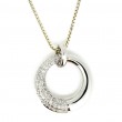 14K WHITE GOLD BAR PENDANT WITH .40CTTW I1 CLARITY & HI COLOR BAGUETTE DIAMONDS AND .17CTTW ROUND DIAMONDS SET IN THE HALO ON A CABLE CHAIN