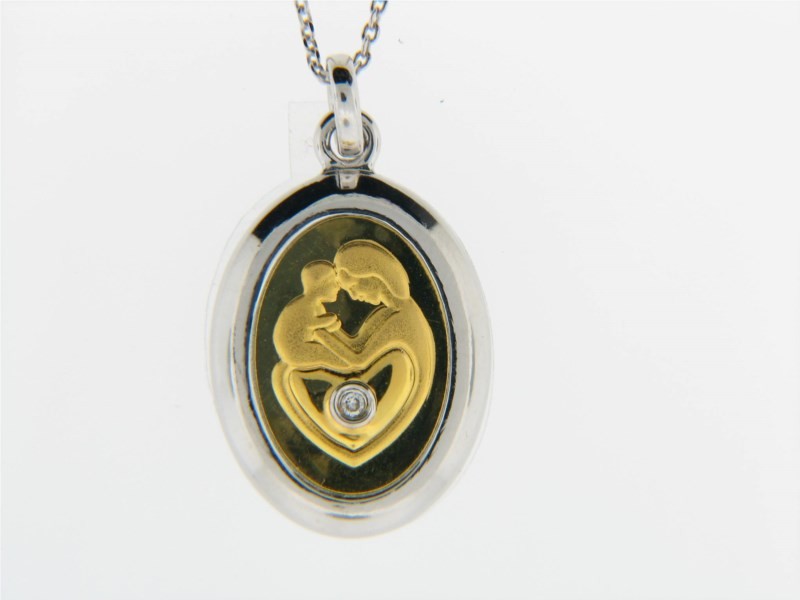 14K WHITE GOLD HALO SLIDE PENDANT WITH .50CTTW ROUND I1 CLARITY & GH COLOR DIAMONDS ON AN 18