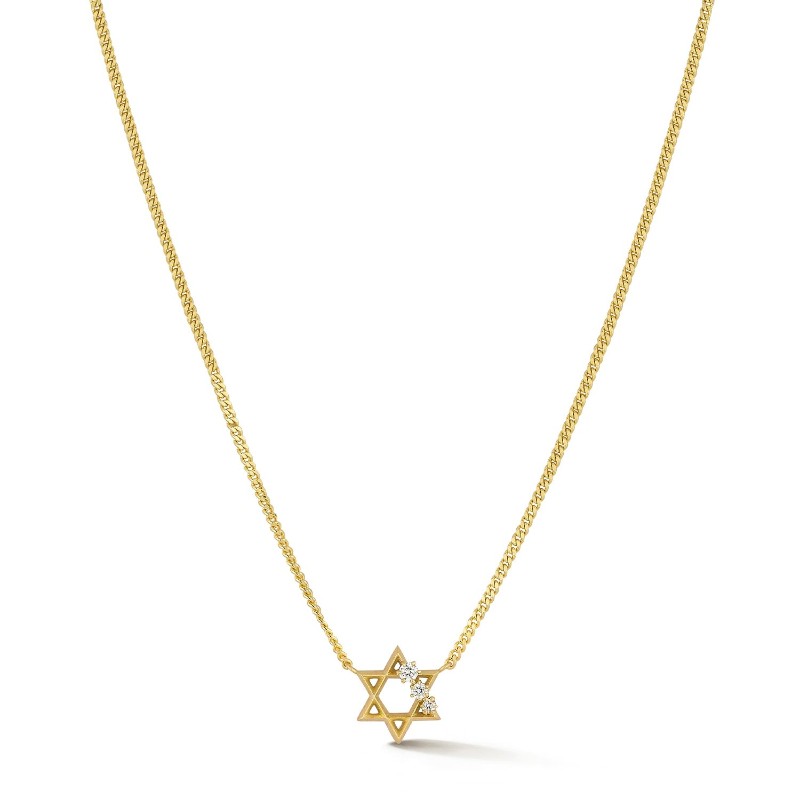 14K YELLOW GOLD .40CTTW ROUND SI CLARITY & H COLOR ROUND BRILLIANT DIAMOND CROSS PENDANT ON AN 18