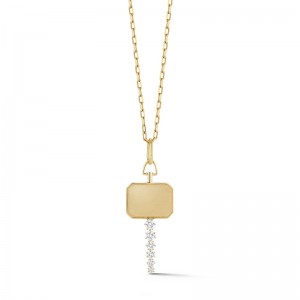 14K YELLOW GOLD HORSESHOE PENDANT WITH .12CTTW ROUND I1 CLARITY & HI COLOR DIAMONDS ON A PENDANT CHAIN
