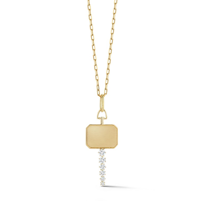 14K YELLOW GOLD HORSESHOE PENDANT WITH .12CTTW ROUND I1 CLARITY & HI COLOR DIAMONDS ON A PENDANT CHAIN