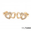 DIAMOND HEART EARRINGS (14KYG)
