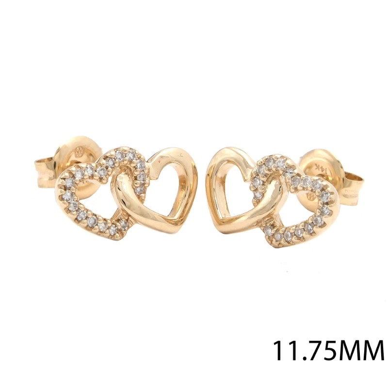 DIAMOND HEART EARRINGS (14KYG)