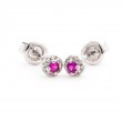 SMALL RUBY DIAMOND STUD EARRINGS (14K WG)
