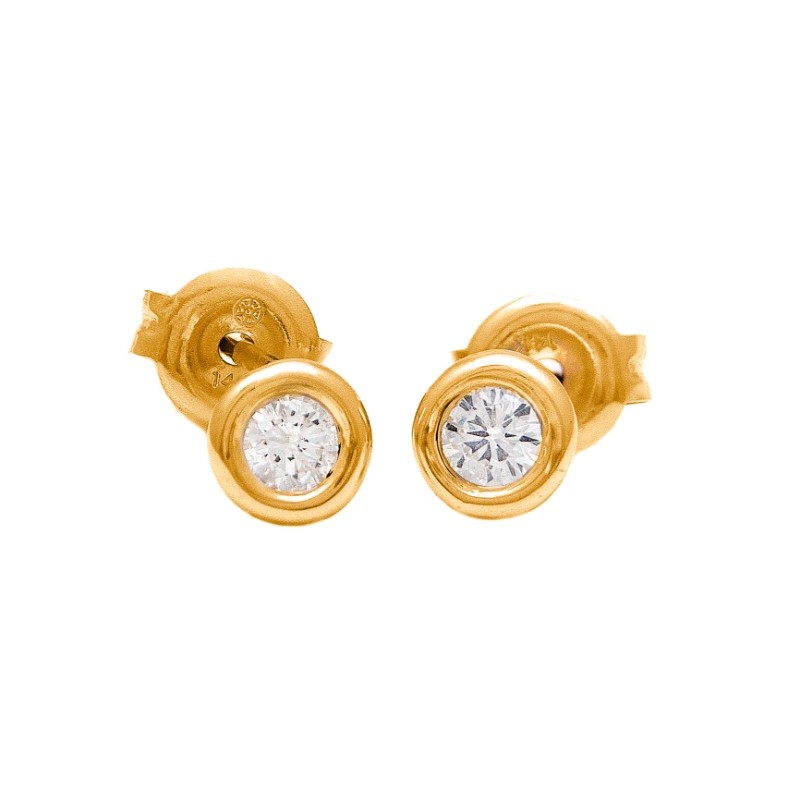 DIAMOND BEZEL SET EARRING (14KY)