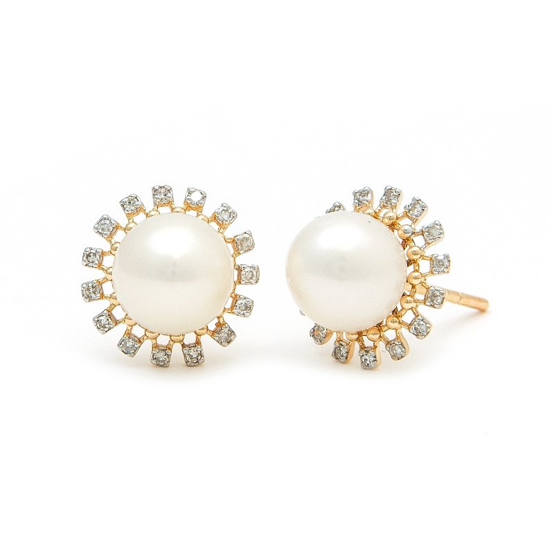 PEARL DIAMOND EARRINGS (YG)