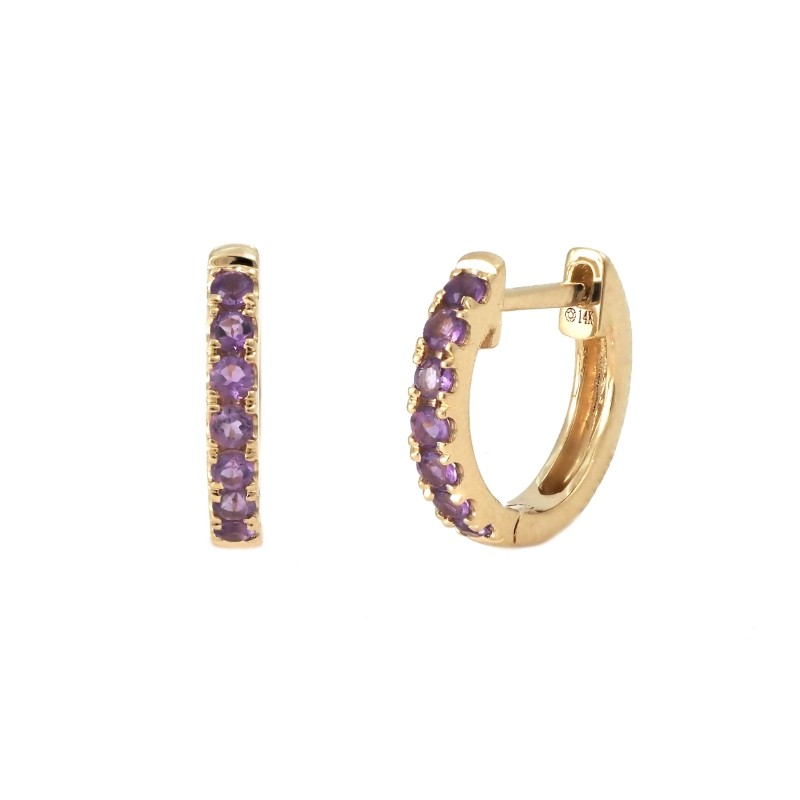 AMETHYST HOOP EARRING (14KYG)