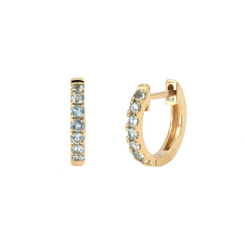 BLUE TOPAZ HOOP EARRING (14KYG)