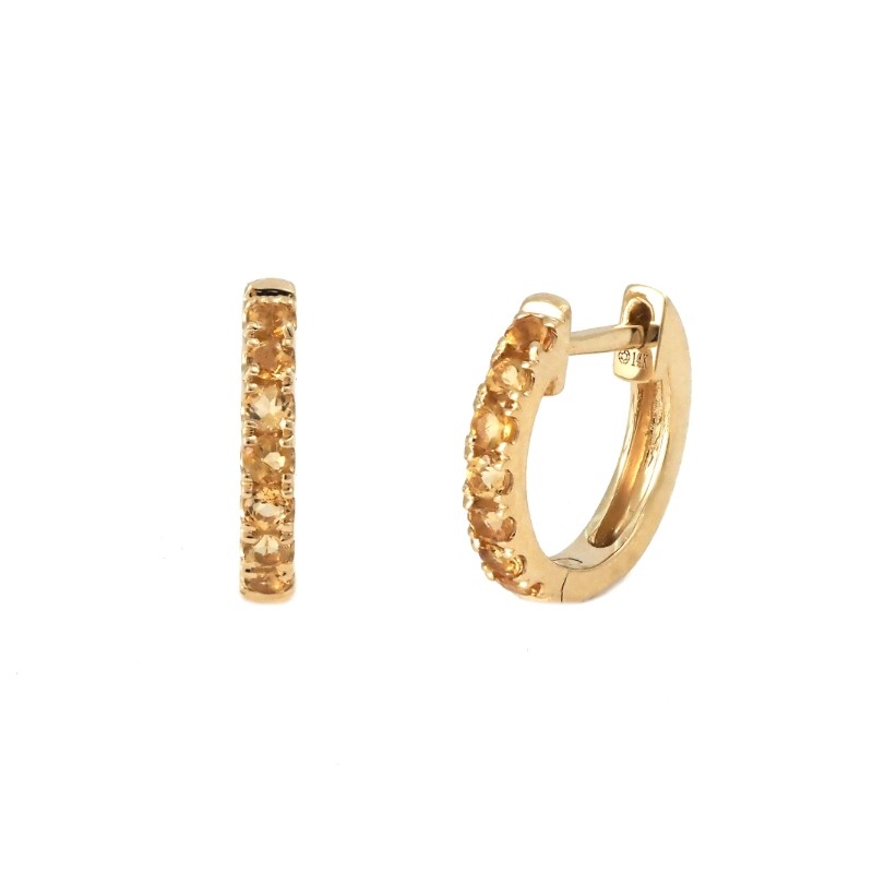 CITRINE HOOP EARRING (14KY)