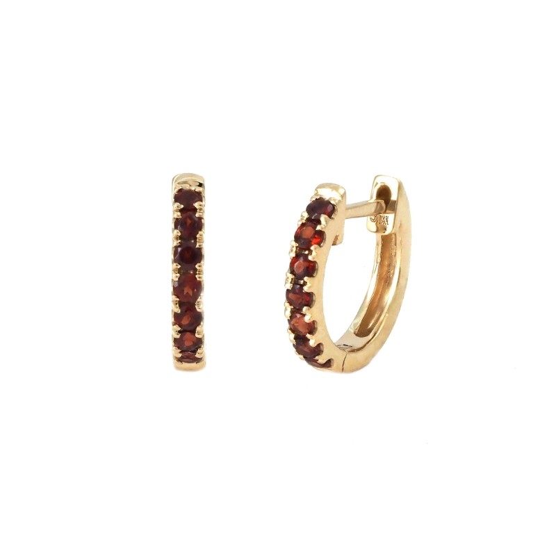 GARNET HOOP EARRING (14K)