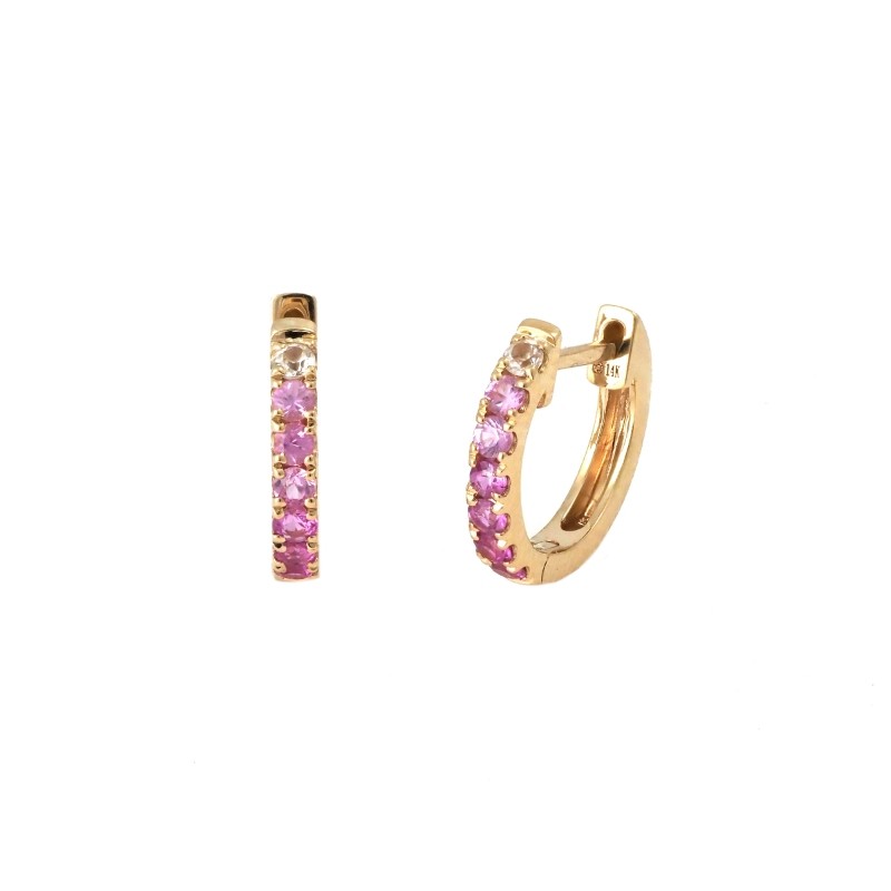 PINK AND WHITE SAPPHIRE  HOOP EARRING