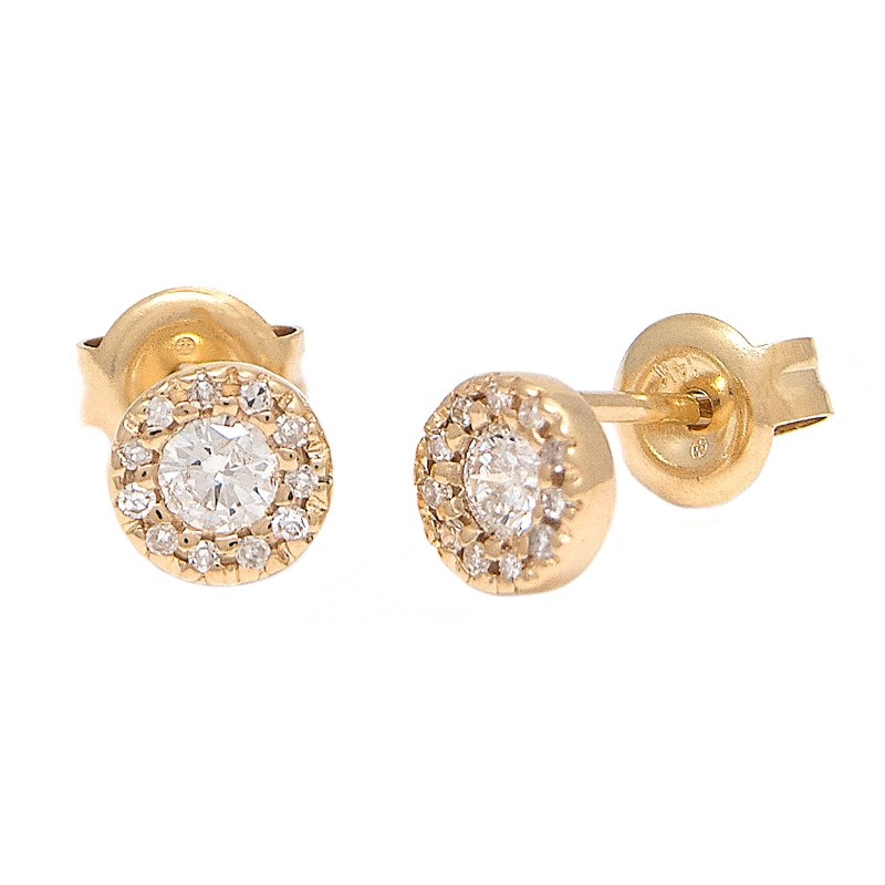 DIAMOND STUD HALO EARRING (14K)