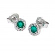 EMERALD W/ DIAMOND STUD HALO EARRING (14K)