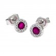 RUBY W/ DIAMOND STUD HALO EARRING (14K WG)