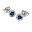 SAPPHIRE W/ DIAMOND STUD HALO EARRING (14K)