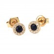 SAPPHIRE W/ DIAMOND STUD HALO EARRING (14K)
