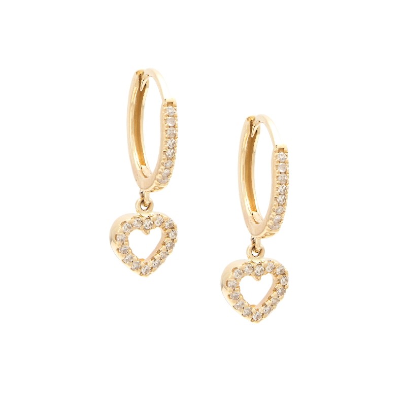 MINI HOOP EARRING W/ HEART CHARM (14K)