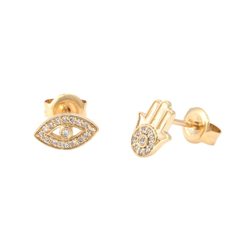 DIAMOND FASHION EARRING (14K) HAND & EYE
