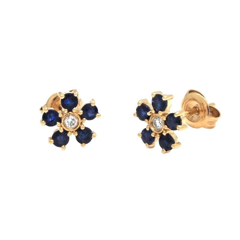 SAPPHIRE AND DIAMOND FASHION EARRING (14KYG)