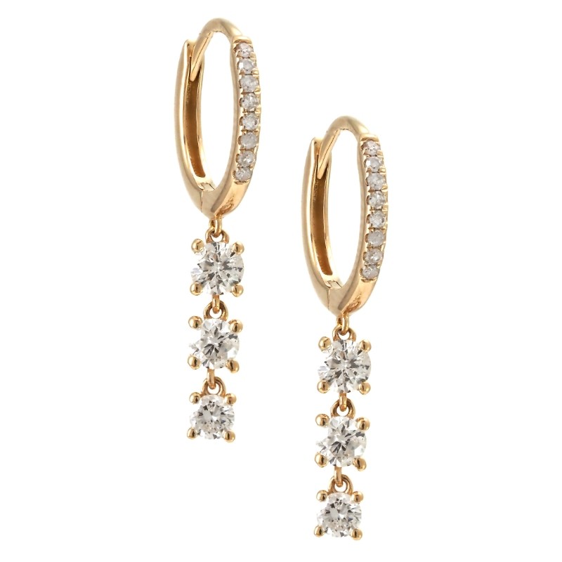 MINI HOOP EARRING WITH DROPPED DIAMONDS (14K)