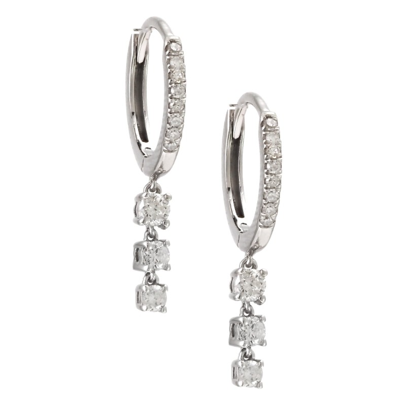 MINI HOOP EARRING WITH DROPPED DIAMONDS (14K)