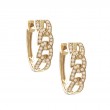 DIAMOND OVAL HOOP FASHION EARRING (14KYG)