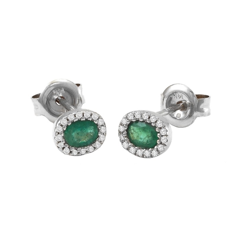 OVAL EMERALD AND DIAMOND EARRING (14K)